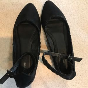 Black flats with ankle strap